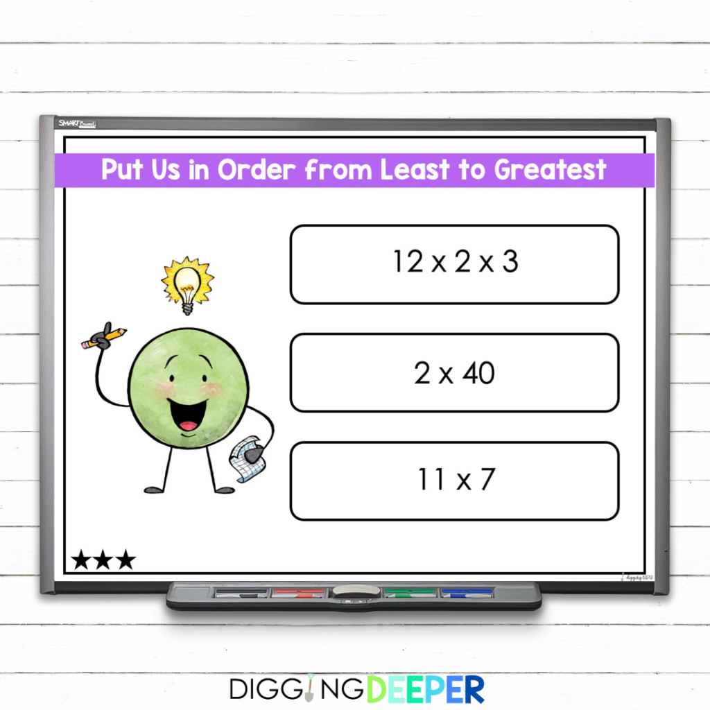 3 factor multiplication warm up for third graders